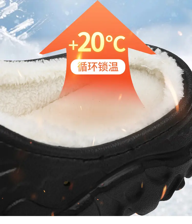 Cross-Border Large Size Cotton Slippers for Men in Winter Indoor Non-Slip Warm Clogs Shoes Outdoor Fleece-Lined Thickeneded Furry Slippers — feature 9