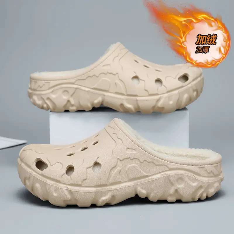 Cross-Border Large Size Cotton Slippers for Men in Winter Indoor Non-Slip Warm Clogs Shoes Outdoor Fleece-Lined Thickeneded Furry Slippers - Image 2