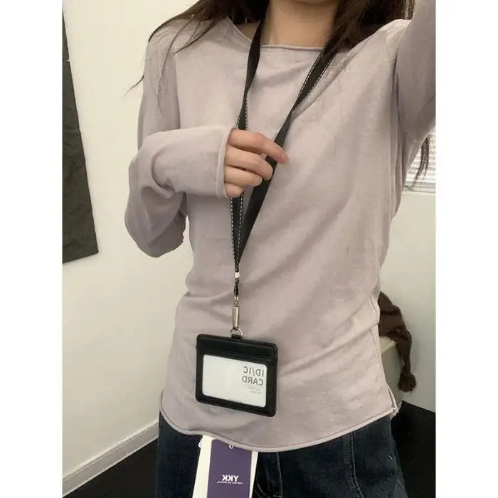 Wholesale Gray Rolled-Edge Long-Sleeve T-Shirt for Women, 2026 Early Autumn New Korean Style Thin Base Layer Top
