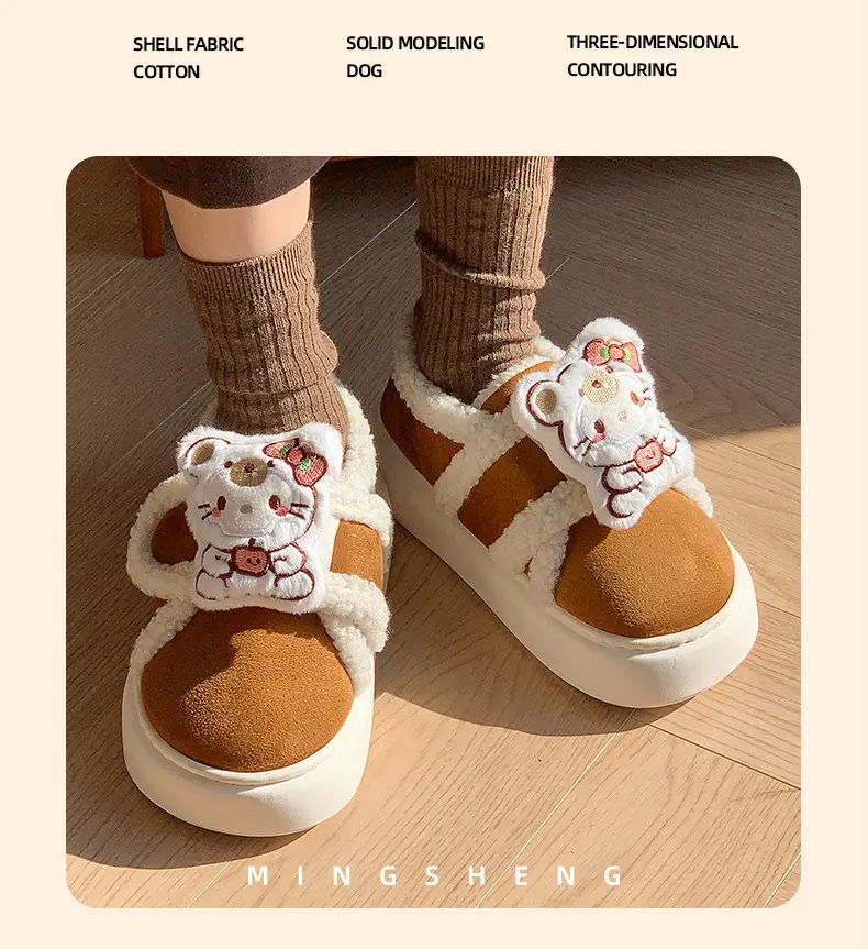 Winter Hello Kitty Cotton Slippers Women Warm Soft Soled — feature 5