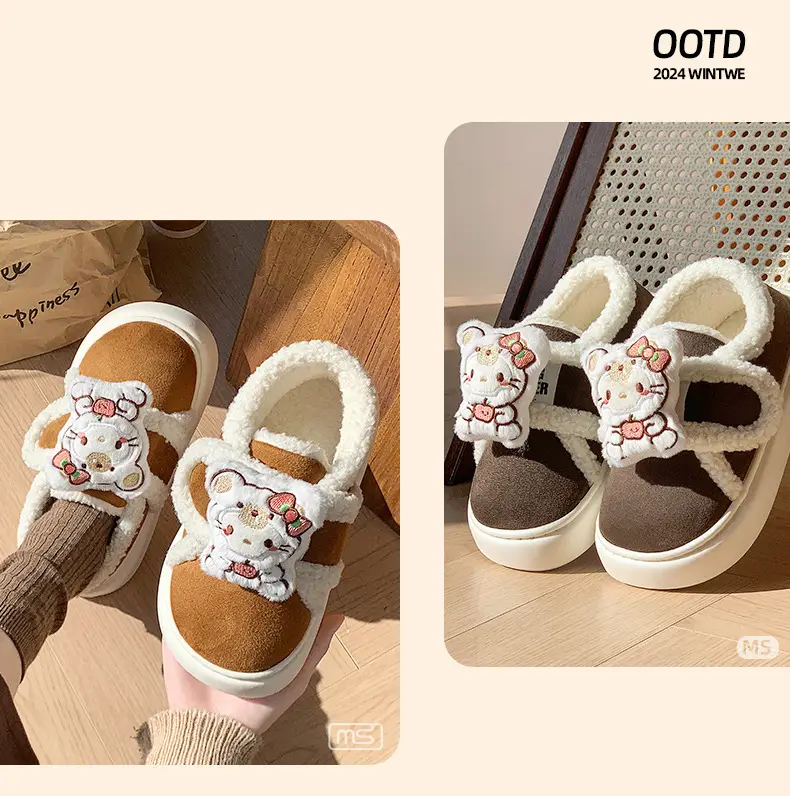 Winter Hello Kitty Cotton Slippers Women Warm Soft Soled — feature 6