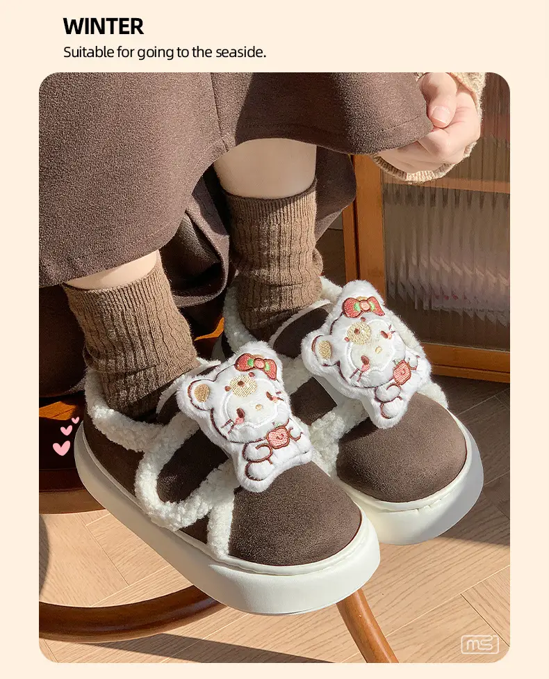 Winter Hello Kitty Cotton Slippers Women Warm Soft Soled — feature 7