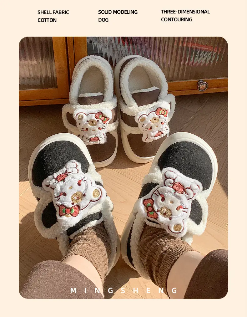 Winter Hello Kitty Cotton Slippers Women Warm Soft Soled — feature 8