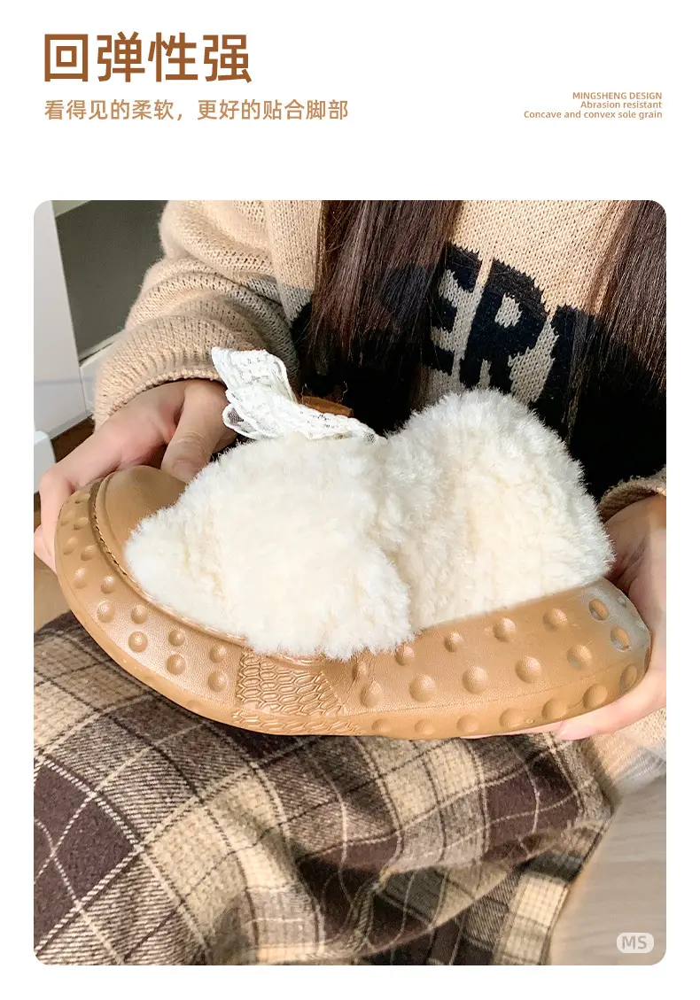 2025 Winter Fleece Bow Slippers for Men Women Warm Home Wear — feature 16