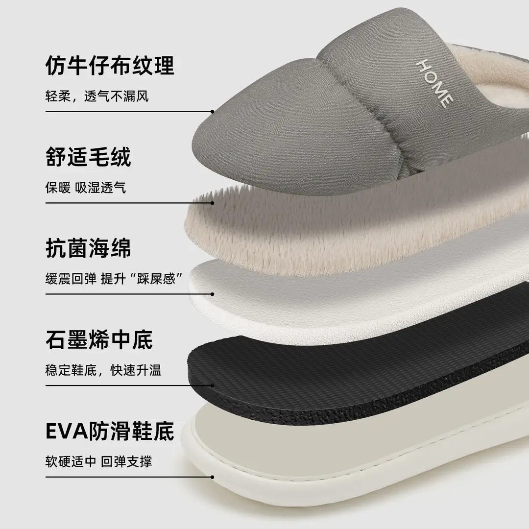 Cotton Slippers Men's Winter 2025 New Indoor Home Graphene Warm Antibacterial Slippers Comfortable Men's Autumn and Winter - Image 5
