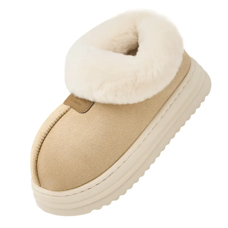 Winter Snow Boots for Women, Thick-Soled Non-Slip Fleece-Lined Thickeneded Indoor Home Plush Warm and Height-Increasing Cotton Shoes - Image 7