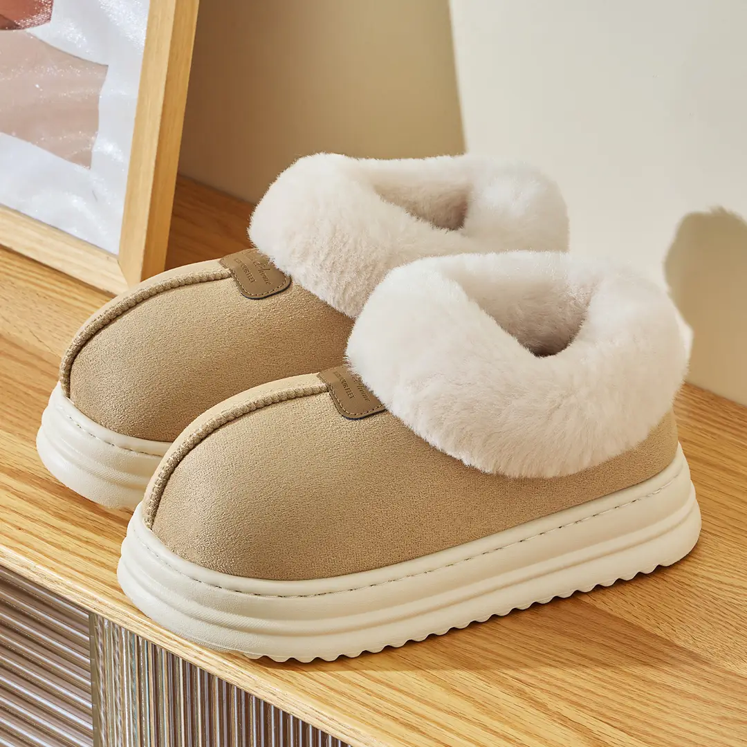 Winter Snow Boots for Women, Thick-Soled Non-Slip Fleece-Lined Thickeneded Indoor Home Plush Warm and Height-Increasing Cotton Shoes - Image 2
