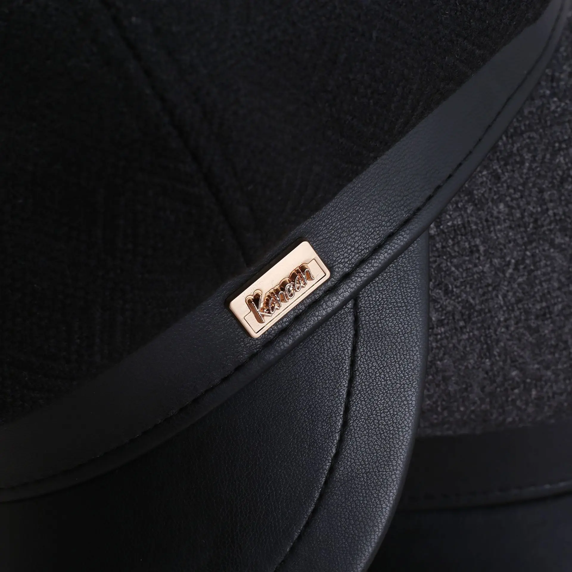 Women's Cream Leather Brim Cap Large Head — feature 11
