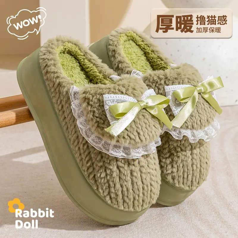 Thick-Soled Cotton Slippers for Women, Autumn and Winter 2025 New Indoor Home Warm Plus Plush Fur Heightening Anti-Slip Slippers - Image 10
