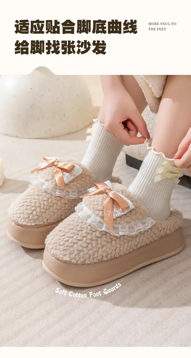 Thick-Soled Cotton Slippers for Women, Autumn and Winter 2025 New Indoor Home Warm Plus Plush Fur Heightening Anti-Slip Slippers — feature 10