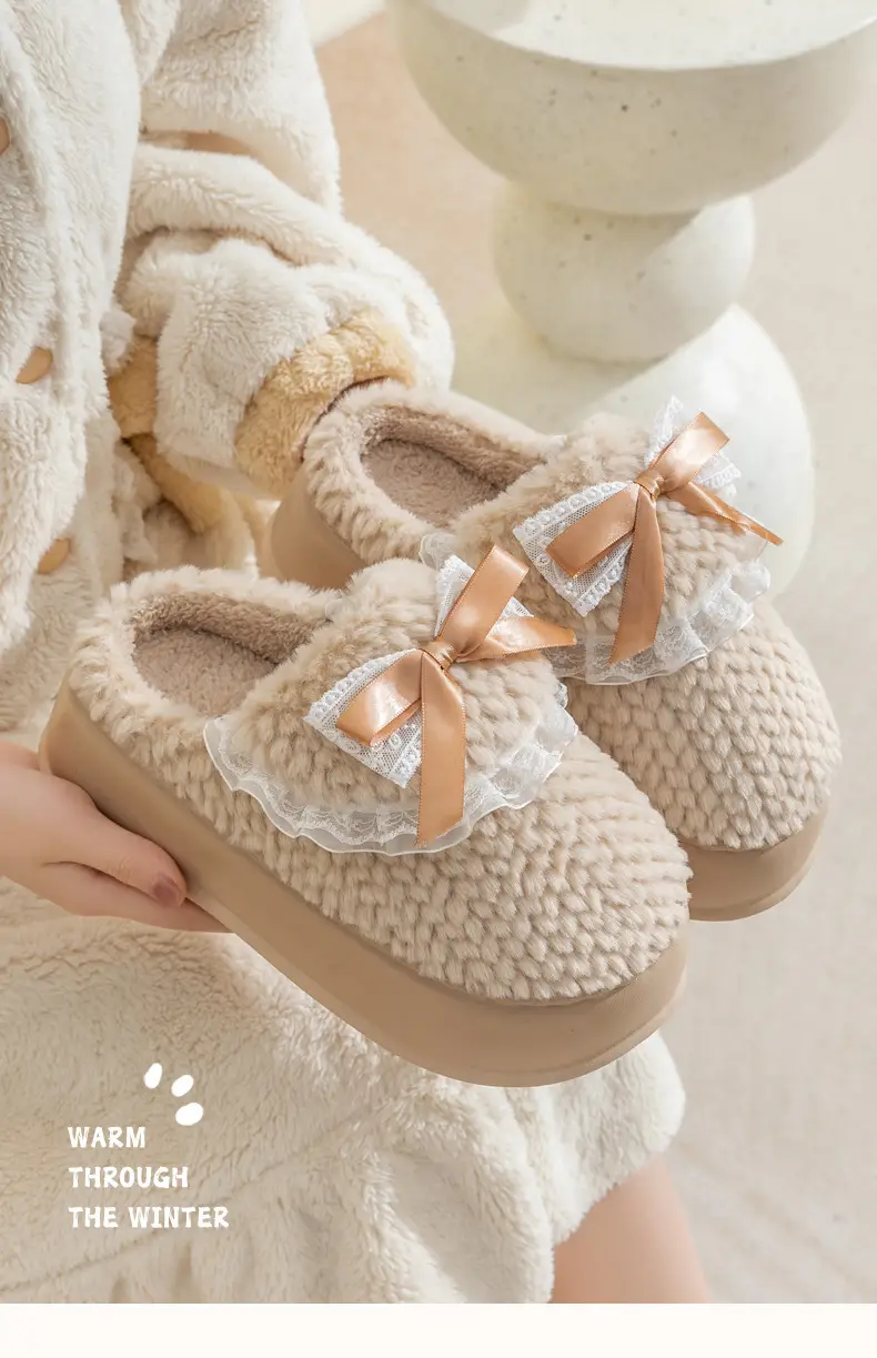 Thick-Soled Cotton Slippers for Women, Autumn and Winter 2025 New Indoor Home Warm Plus Plush Fur Heightening Anti-Slip Slippers — feature 9