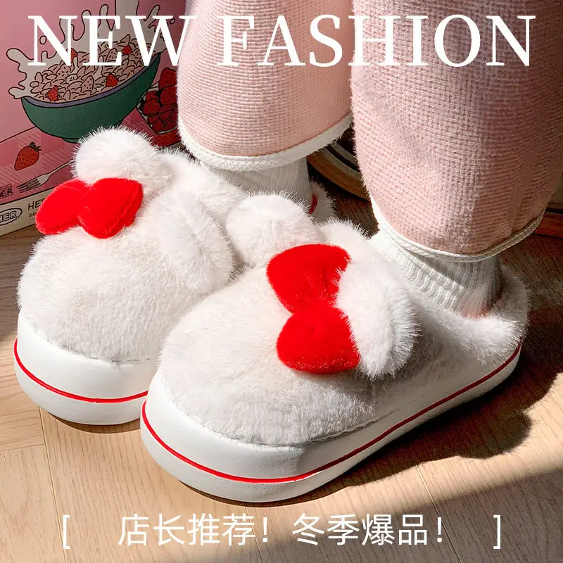 2025 Winter Plush Bow Slippers for Women - Image 2