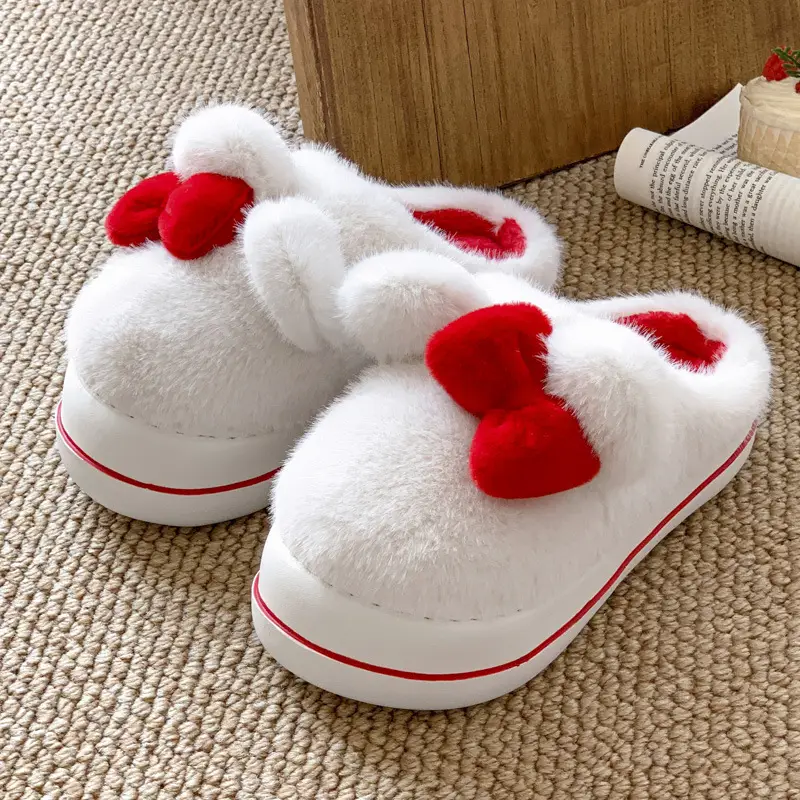 2025 Winter Plush Bow Slippers for Women - Image 6