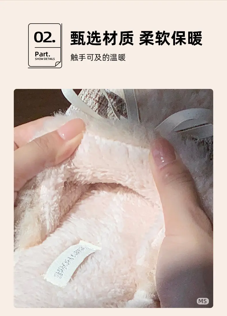 Winter Bowknot Girly Women's Slippers White Plush — feature 15