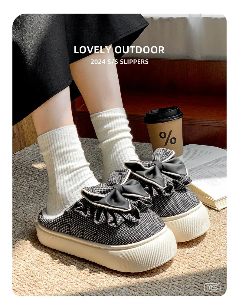 2025 New Winter Cotton Slippers for Women, Mesh Girls' Sweet Bow Fleece-Lined Warm Thick-Soled Shoes for Home and Outdoor Wear — feature 8