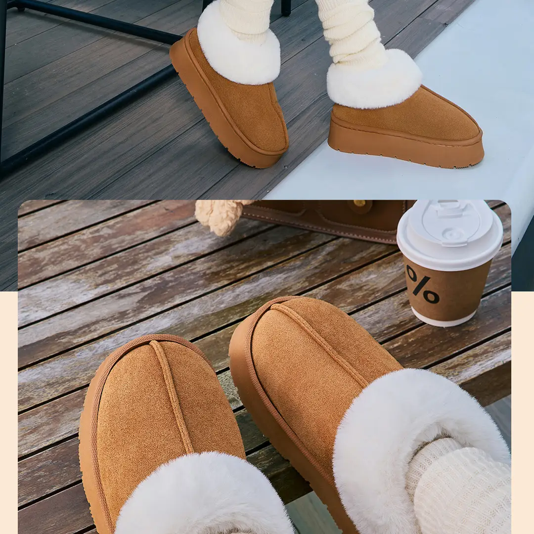 Winter Thick-Soled Cotton Slippers for Women, Fashionable and Versatile, Fleece-Lined, Thickeneded, Warm and Non-Shedding Snow Cotton Shoes — feature 12