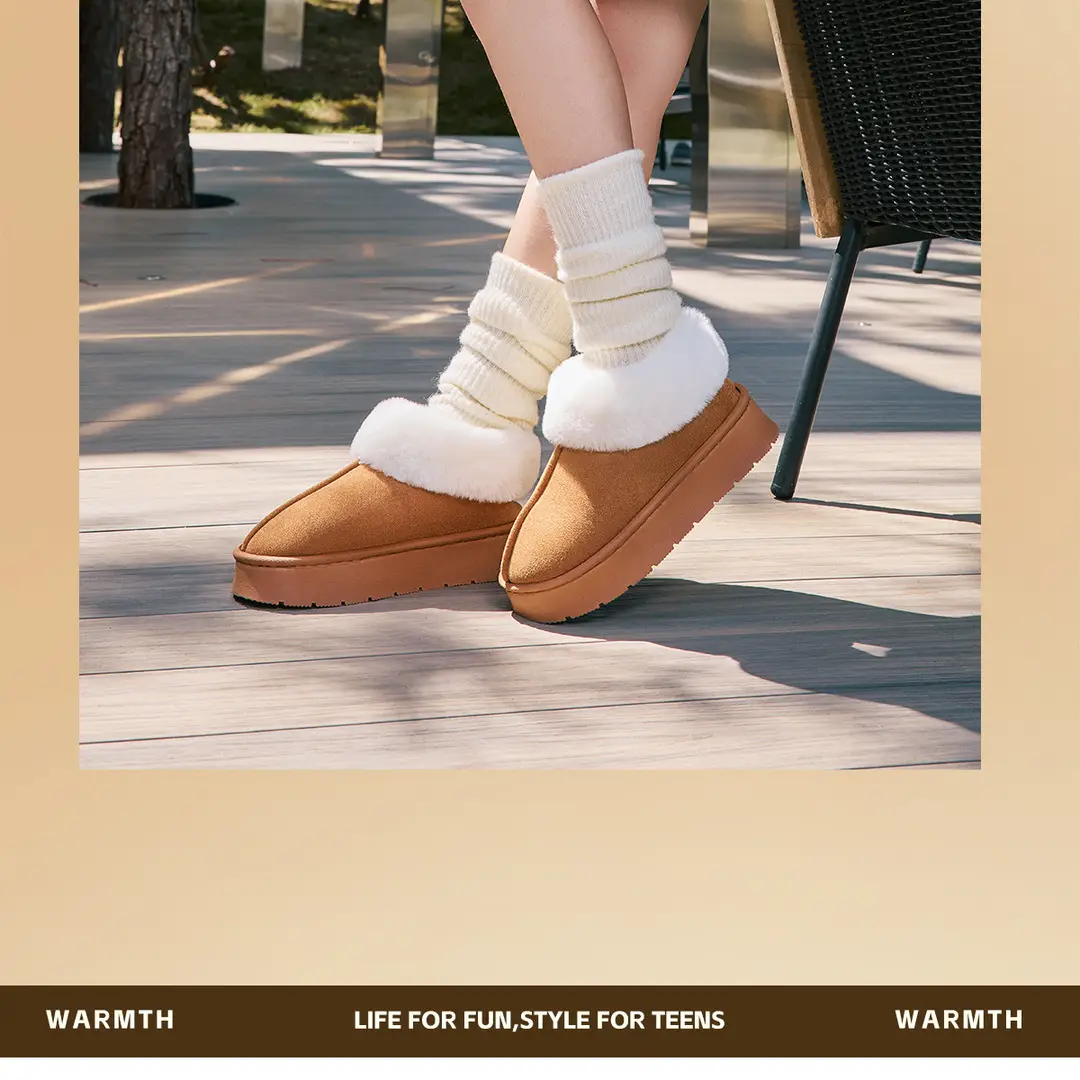 Winter Thick-Soled Cotton Slippers for Women, Fashionable and Versatile, Fleece-Lined, Thickeneded, Warm and Non-Shedding Snow Cotton Shoes — feature 20