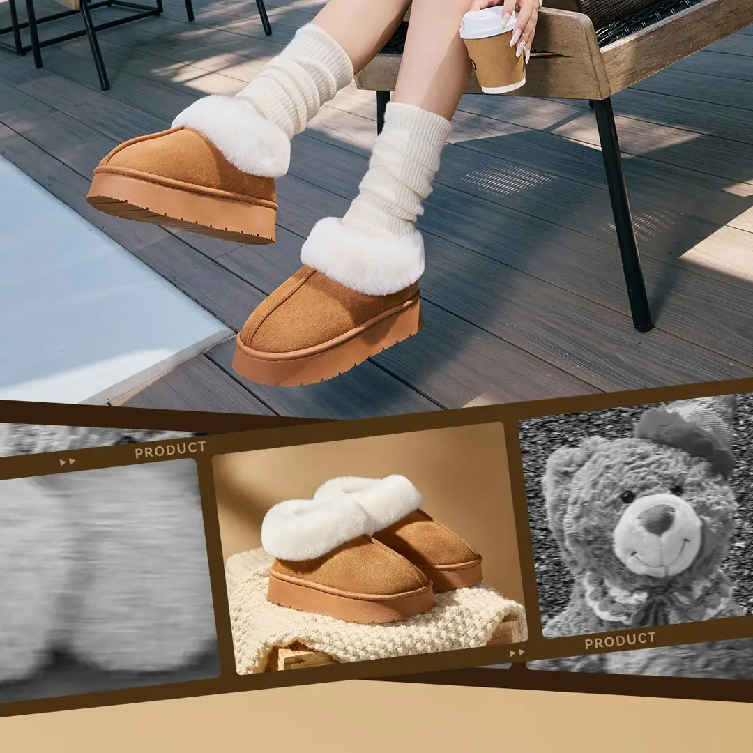 Winter Thick-Soled Cotton Slippers for Women, Fashionable and Versatile, Fleece-Lined, Thickeneded, Warm and Non-Shedding Snow Cotton Shoes — feature 3
