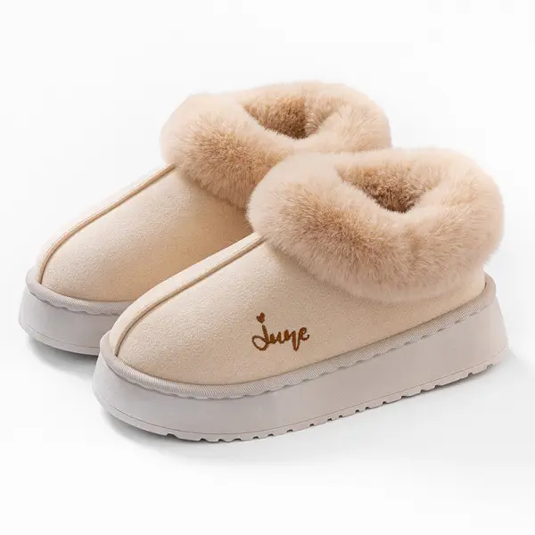 Winter Thick-Soled Cotton Slippers for Women, Fashionable and Versatile, Fleece-Lined, Thickeneded, Warm and Non-Shedding Snow Cotton Shoes
