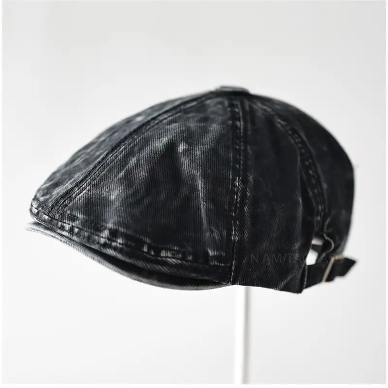 Men Face-Slimming Suncap Black Leather Baseball Cap