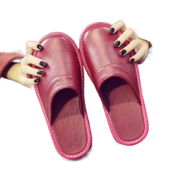 Leather Slippers for Men in Winter for Home Wooden Floor Cotton Indoor Home Deodorant Anti-Slip Women's Winter Home - Image 17