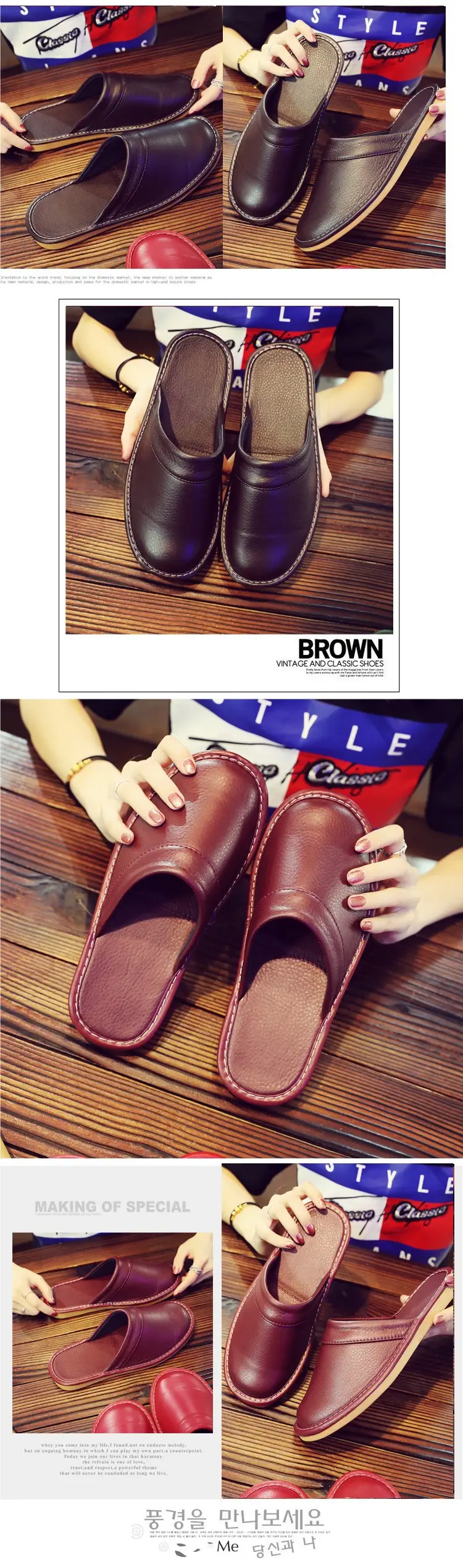 Leather Slippers for Men in Winter for Home Wooden Floor Cotton Indoor Home Deodorant Anti-Slip Women's Winter Home — feature 4