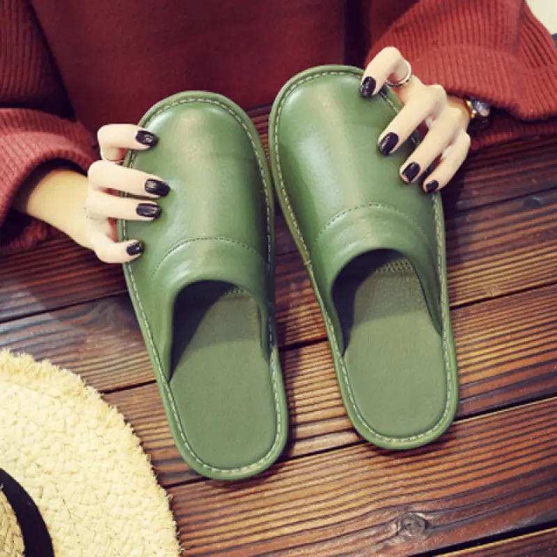 Leather Slippers for Men in Winter for Home Wooden Floor Cotton Indoor Home Deodorant Anti-Slip Women's Winter Home - Image 12