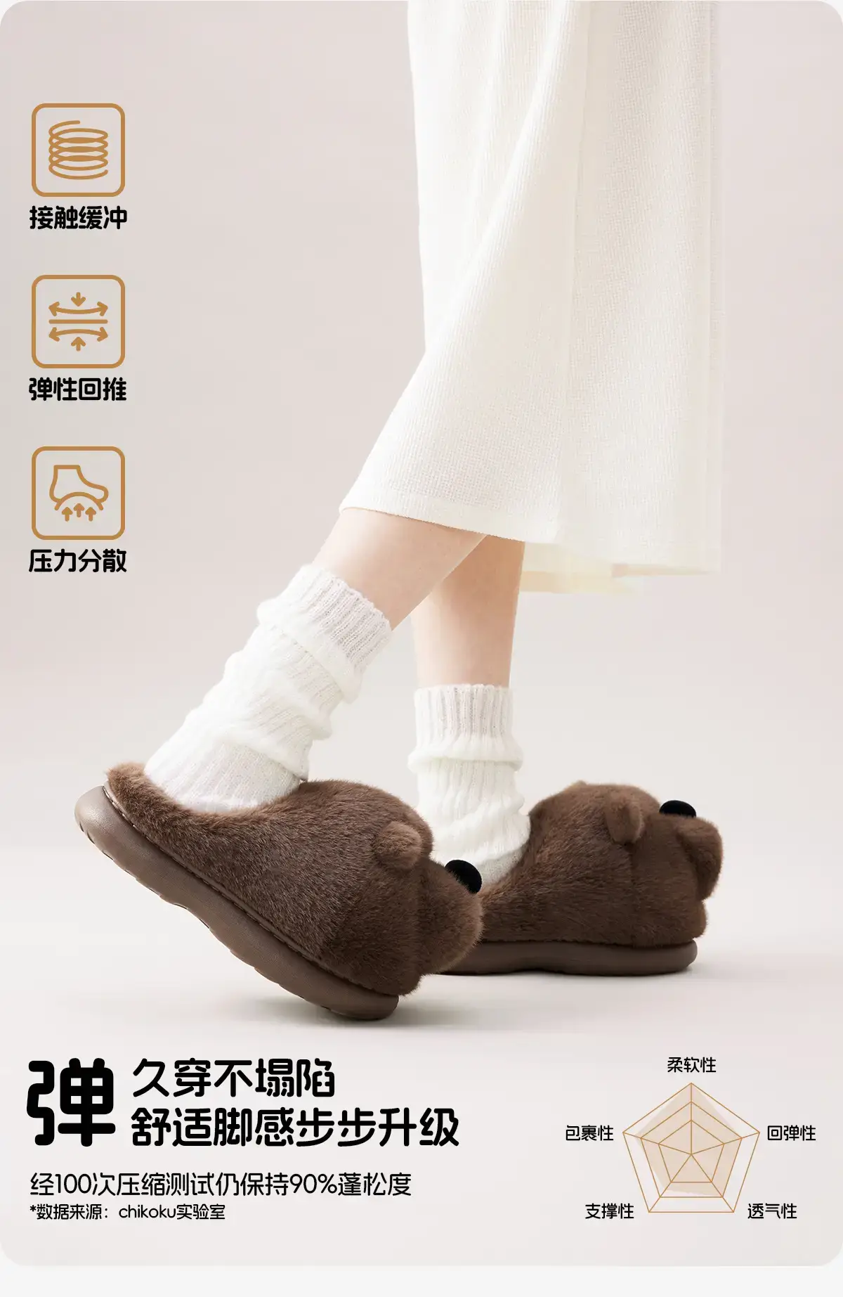 Brown Bear Design Women Winter Fleece Slippers — feature 13