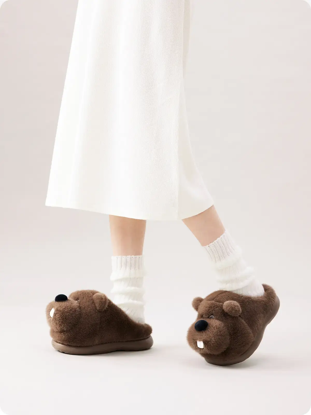 Brown Bear Design Women Winter Fleece Slippers — feature 20