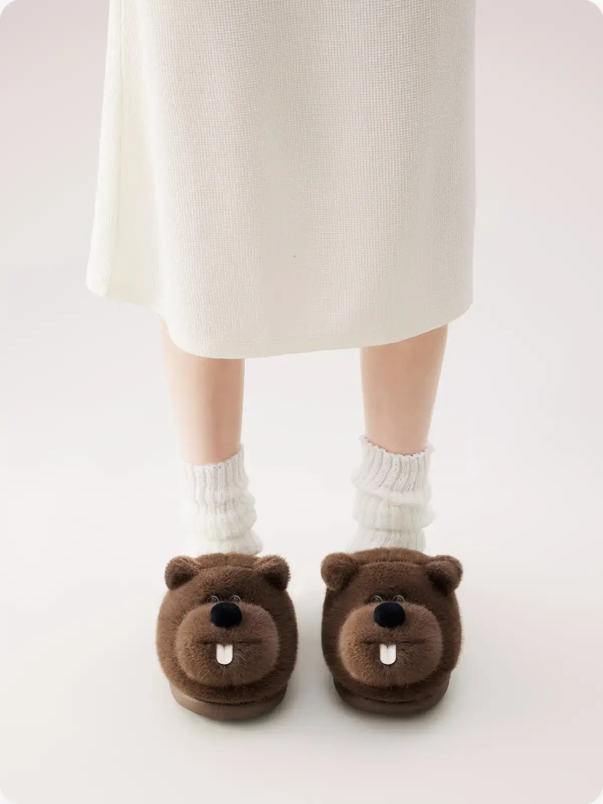 Brown Bear Design Women Winter Fleece Slippers — feature 5