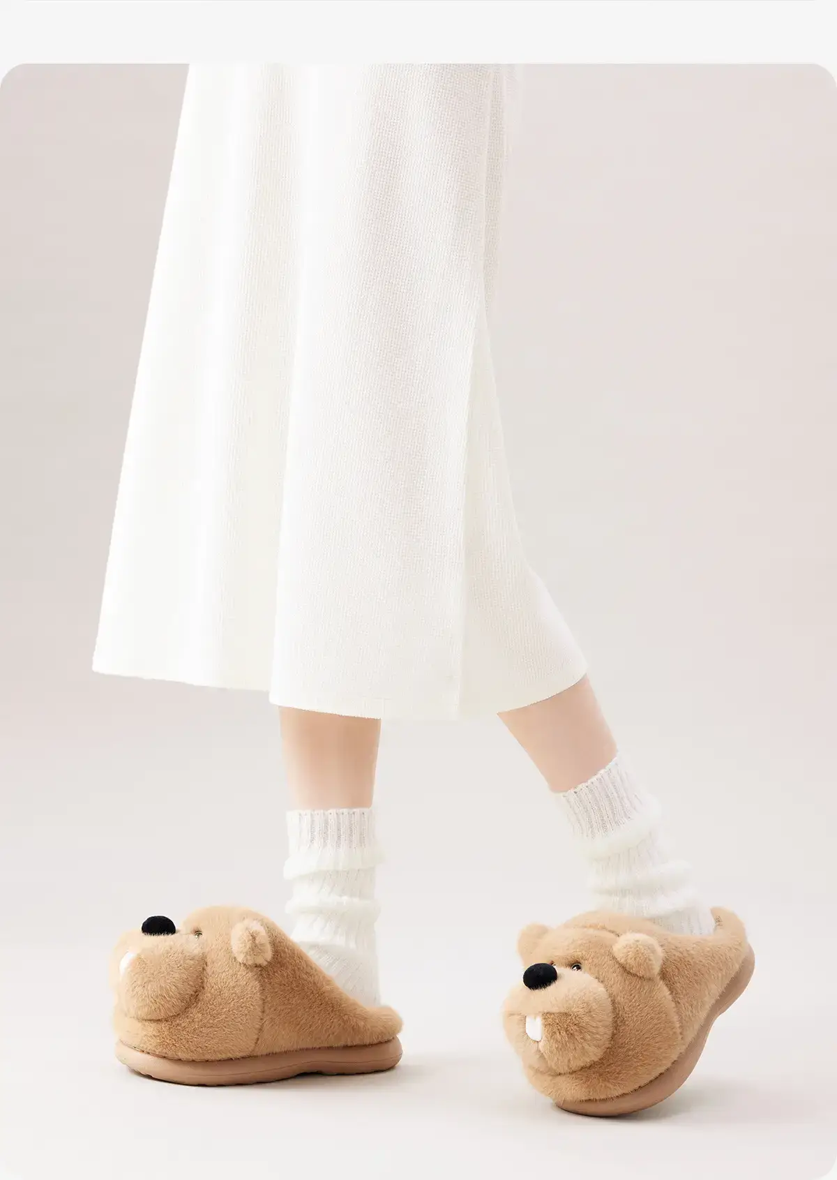 Brown Bear Design Women Winter Fleece Slippers — feature 6