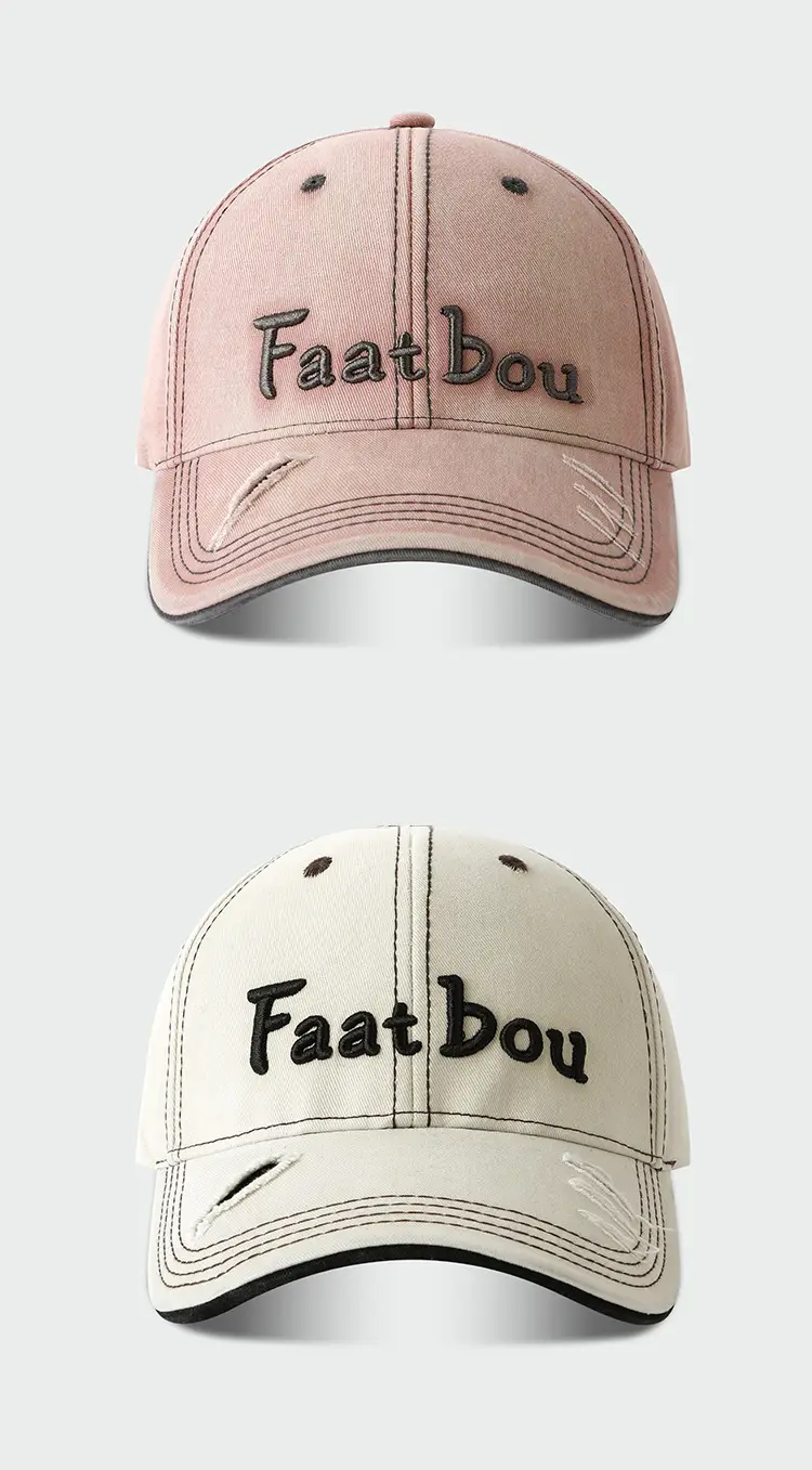 Korean Style Embroidered Washed Cap Distressed Duckbill — feature 11