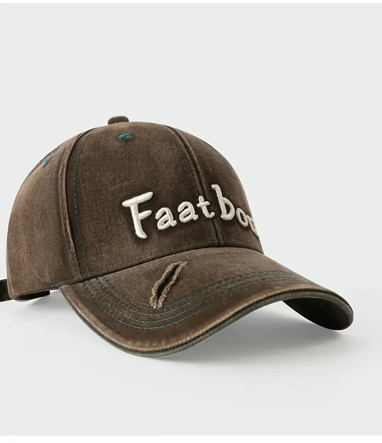 Korean Style Embroidered Washed Cap Distressed Duckbill — feature 8