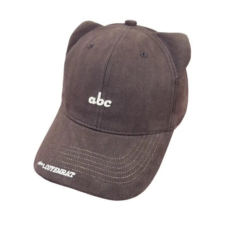 Japanese Cat Ear Cap Women White Black Embroidery