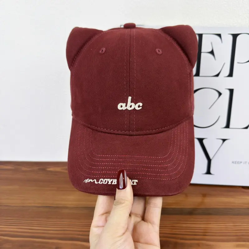 Japanese Cat Ear Cap Women White Black Embroidery — feature 15