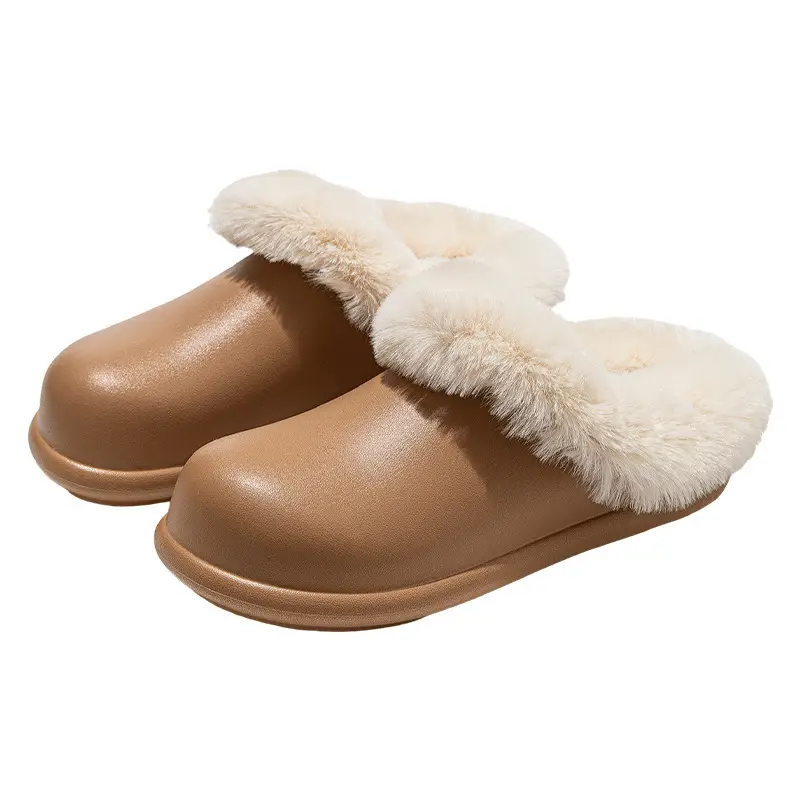 Women's Warm Wool Fluffy Slippers Black Brown Winter Home Wear - Image 14