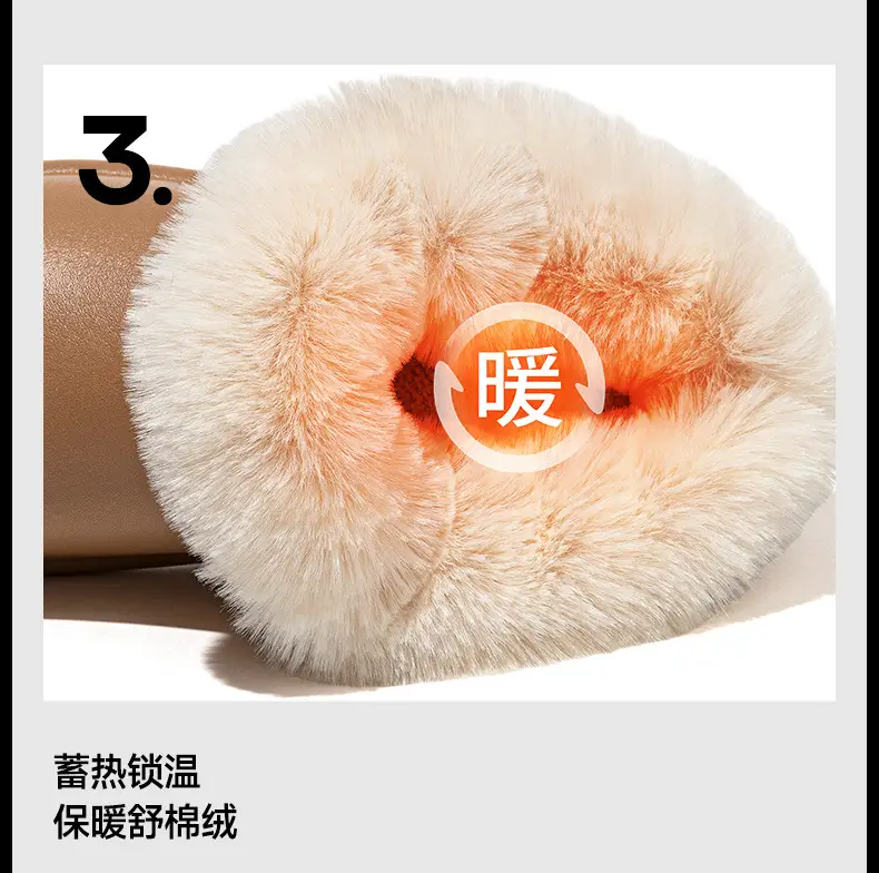 Women's Warm Wool Fluffy Slippers Black Brown Winter Home Wear — feature 6