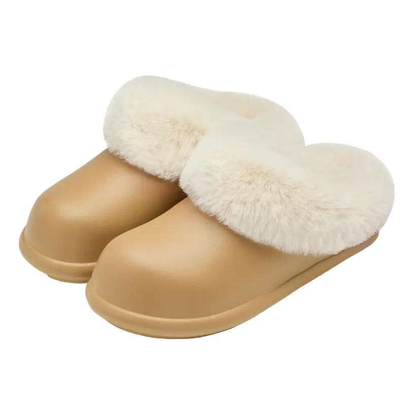Waterproof Cotton Slippers Autumn and Winter Women's Home Indoor Plush Warm Thick-Soled Non-Slip Eva Removable Cotton Slippers for Men's Outer Wear