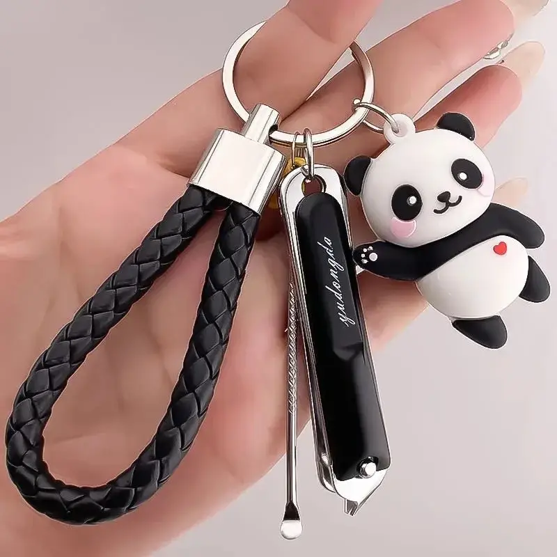Panda Keychain with Oblique Nail Clipper & Braided Handle - Image 9
