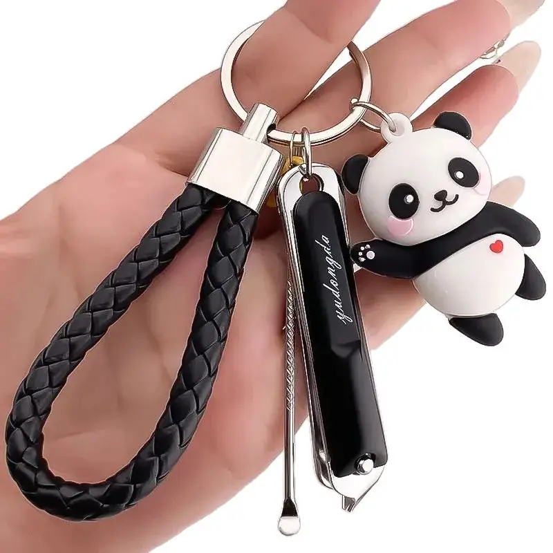 Panda Keychain with Oblique Nail Clipper & Braided Handle - Image 10