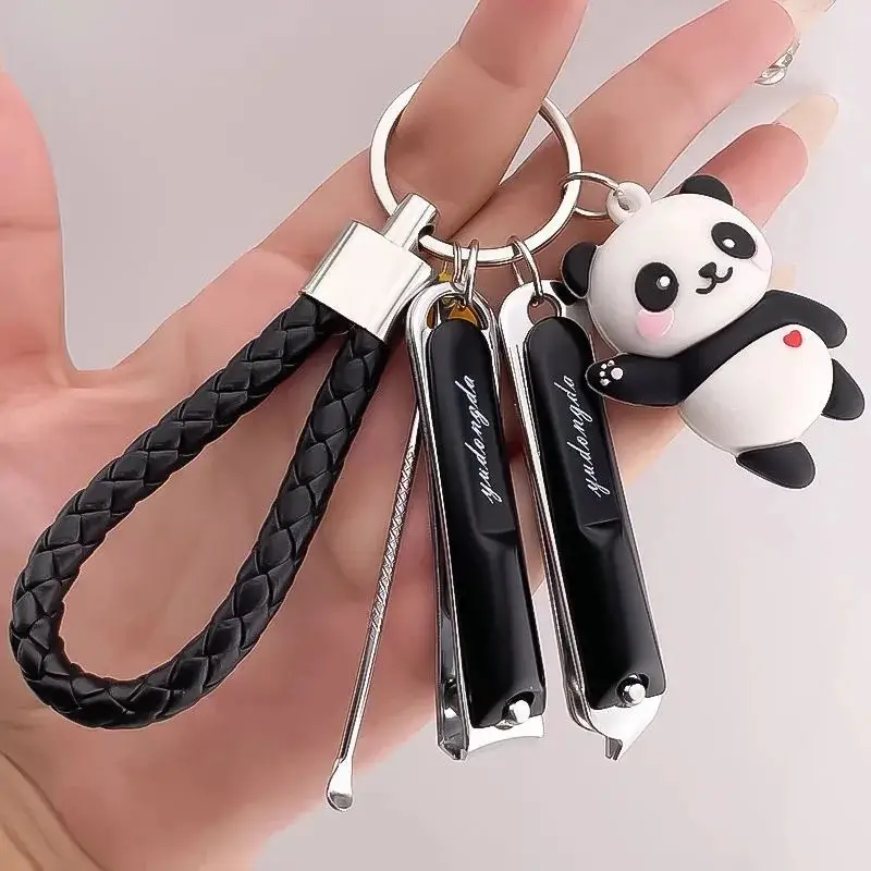 Panda Keychain with Oblique Nail Clipper & Braided Handle - Image 3