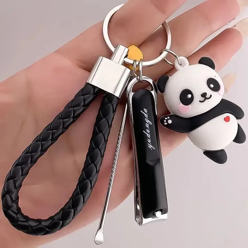 Panda Keychain with Oblique Nail Clipper & Braided Handle - Image 6
