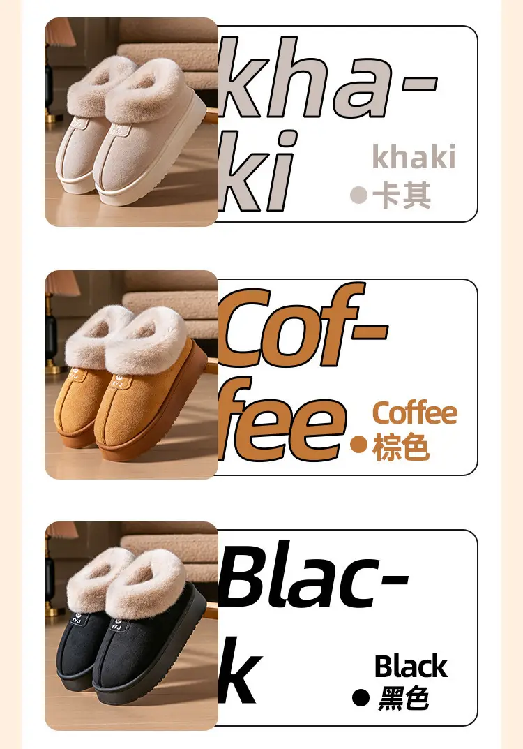 New Cotton Slippers for Women in Winter, All-Inclusive Cotton Shoes, Fleece-Lined, Thickeneded, Warm Furry Slippers, Snow Boots — feature 9