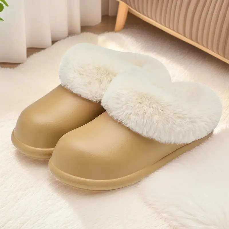 Women Waterproof Cotton Slippers Autumn Winter Warm Thick-Soled - Image 7