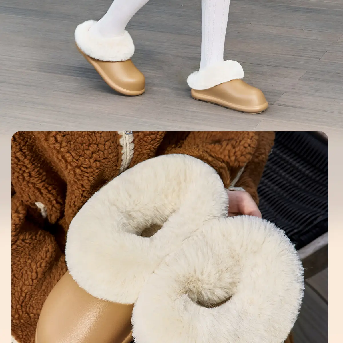 Women Waterproof Cotton Slippers Autumn Winter Warm Thick-Soled — feature 10