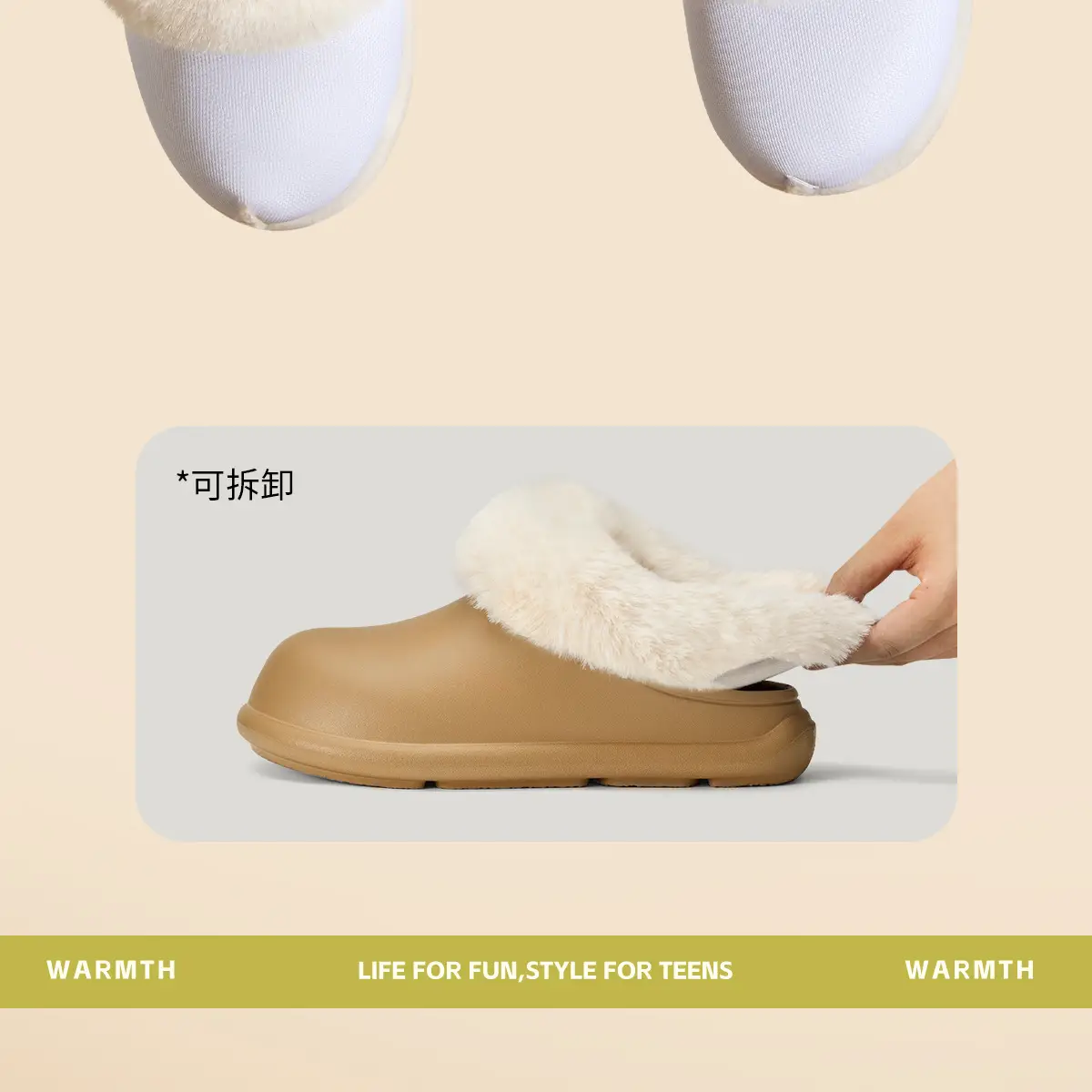 Women Waterproof Cotton Slippers Autumn Winter Warm Thick-Soled — feature 14