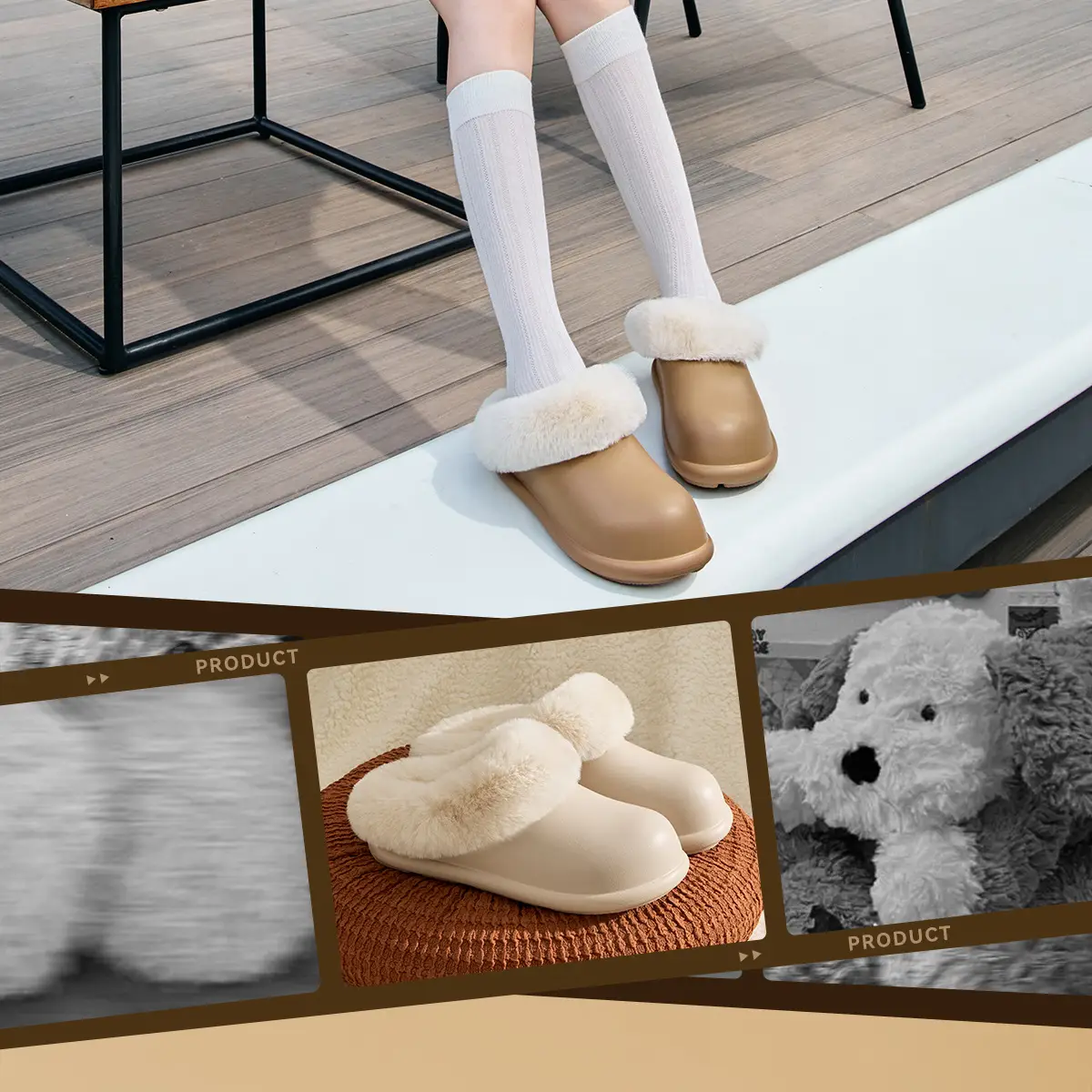 Women Waterproof Cotton Slippers Autumn Winter Warm Thick-Soled — feature 2