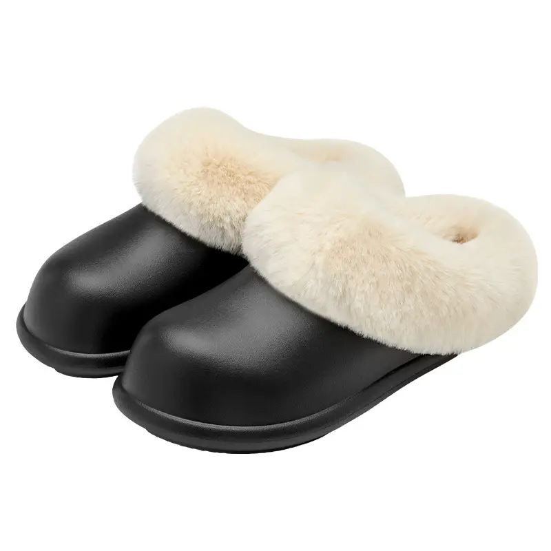 Women Waterproof Cotton Slippers Autumn Winter Warm Thick-Soled - Image 3