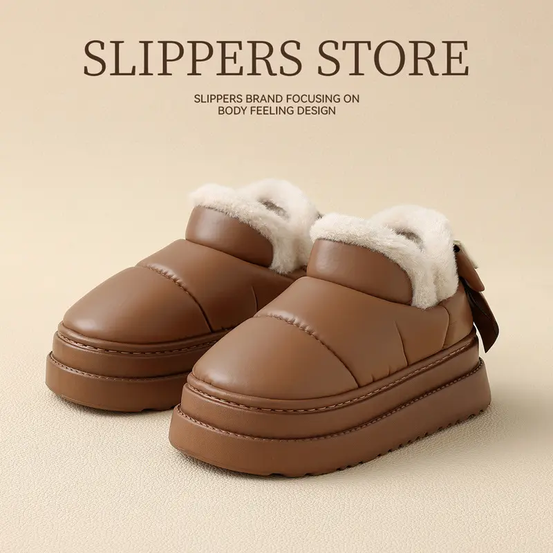 Women's Winter Plush Snow Boots with Heel