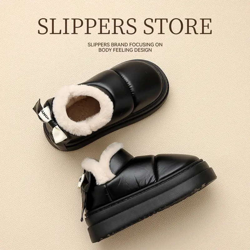Women's Winter Plush Snow Boots with Heel